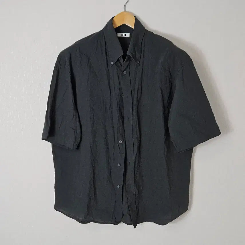 [BUNJANG] Uniqlo U Linen Short Sleeve Shirt Black L / 유니클로U 린넨 반팔셔츠 블랙 L