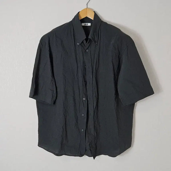 [BUNJANG] Uniqlo U Linen Short Sleeve Shirt Black L / 유니클로U 린넨 반팔셔츠 블랙 L