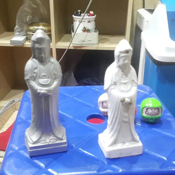[BUNJANG] Gypsum Kannon Statue (2) & Fukurokuju Figure Set / 석고 관음상 2점 외