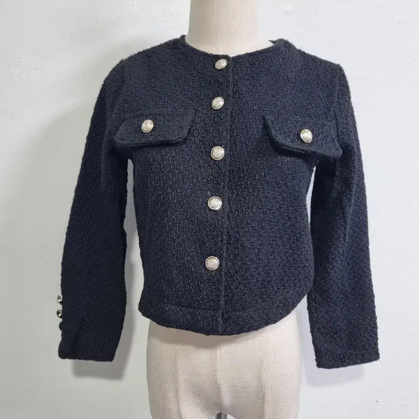 [BUNJANG] Black Tweed Jacket with Gold Buttons / 트위드 자켓 블랙 금장 버튼