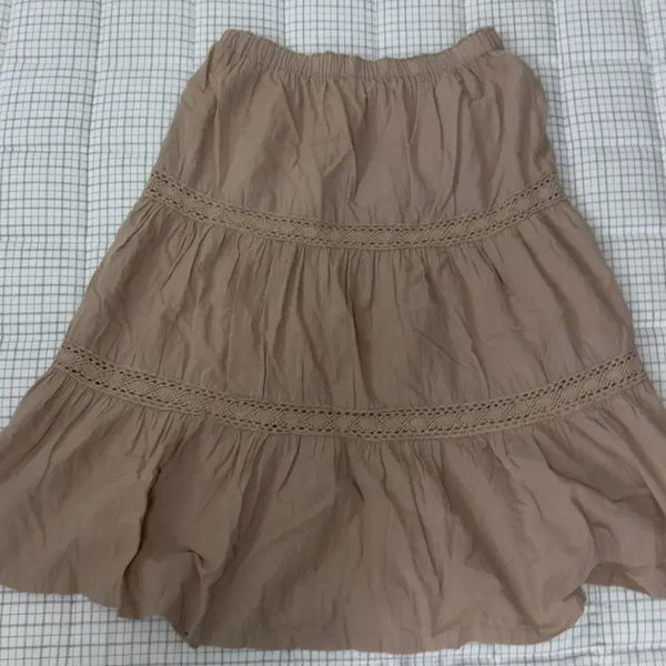 [BUNJANG] Cocomeori Suzuko Vintage Beige Tiered Skirt / 코코모리 /카메/스즈코 빈티지 베이지 캉캉스커트