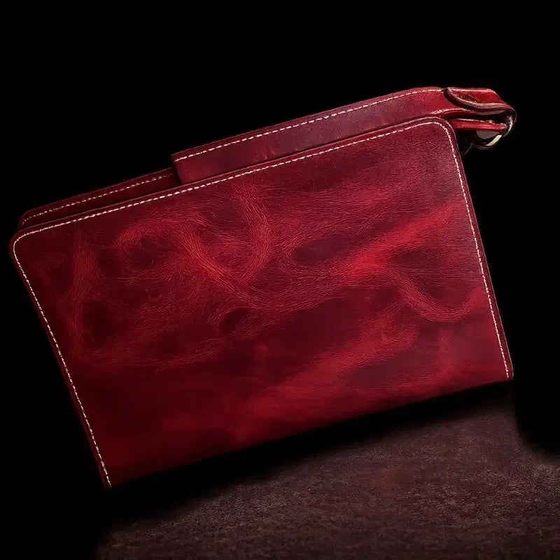 [BUNJANG] Handmade Vintage Red Italian Leather Clutch Bag / 이태리가죽 수제 빈티지 레드 가죽 클러치