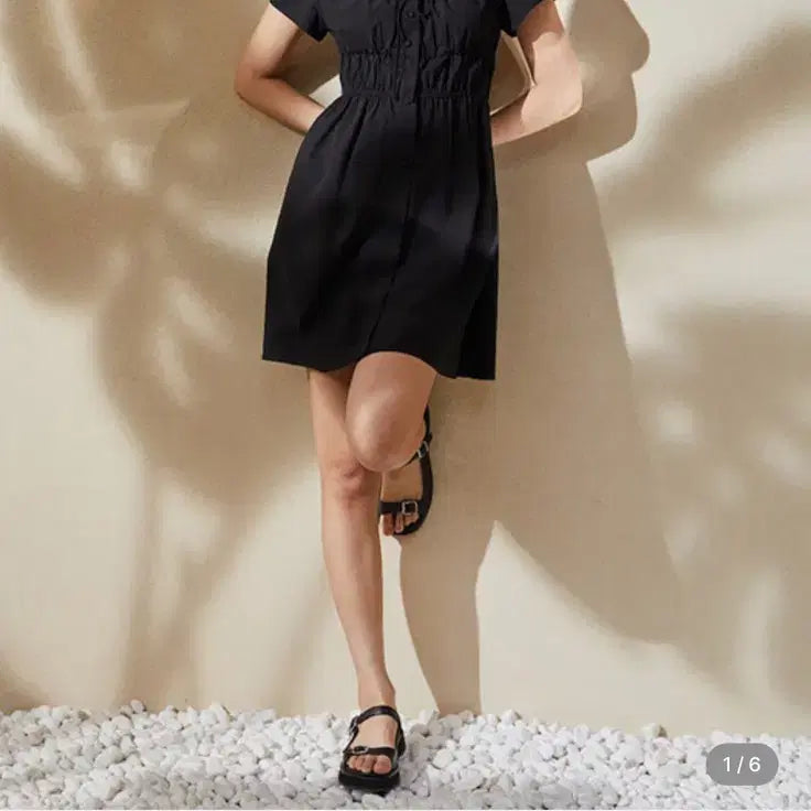 [BUNJANG] KUHO PLUS Shirring Mini Dress Black Size 1 / 구호플러스 셔링 미니 원피스 블랙 1사이즈