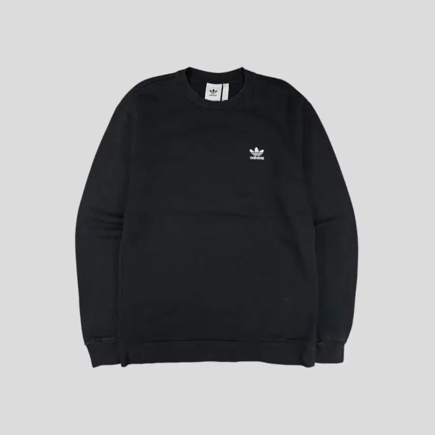 [BUNJANG] Adidas Pigment Trefoil Logo Cotton Sweatshirt / 아디다스 피그먼트 블랙 화이트 트레포일 로고 코튼 스웻 맨투맨 티셔츠 L