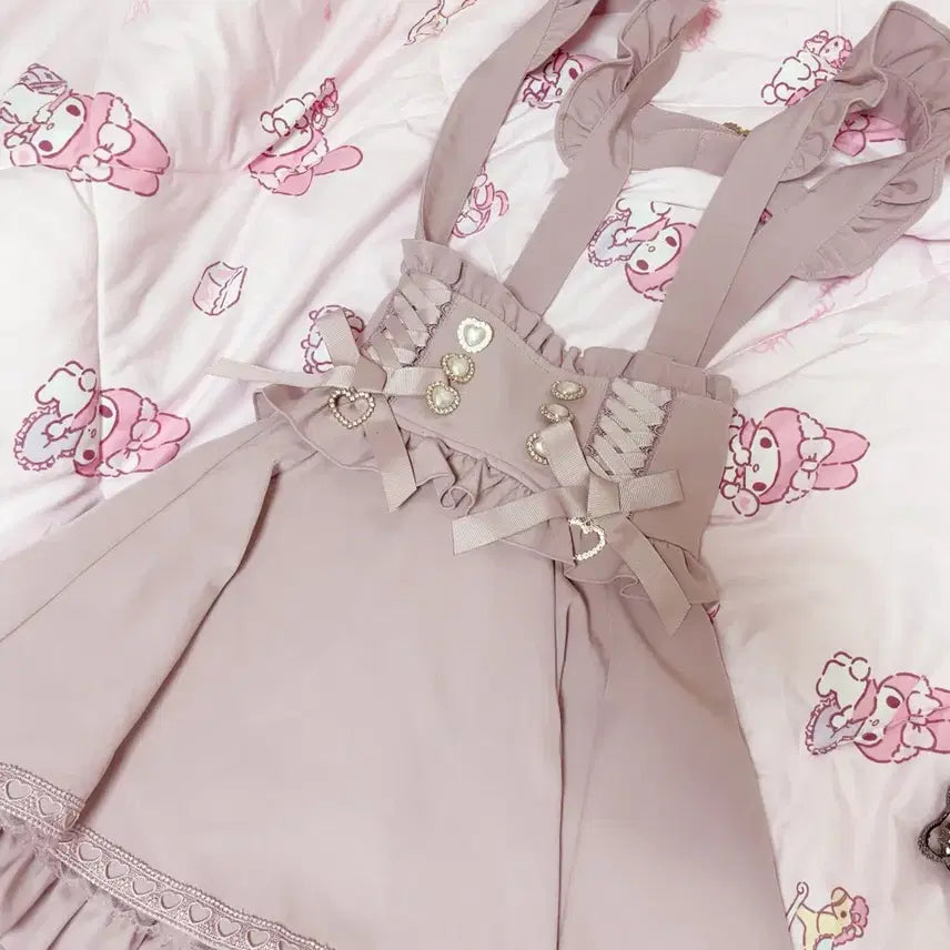 [BUNJANG] Lizlisa Lace-up Suspender Skirt / 리즈리사 레이스업 서스펜더 스커트