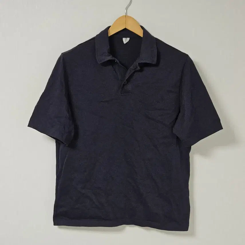 [BUNJANG] ARKET Open Collar Pique Polo T-Shirt Navy S / 아르켓 ARKET 반팔 폴로 오픈카라 카라티 피케티 네이비 S 95