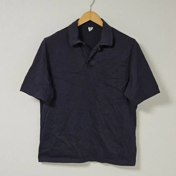[BUNJANG] ARKET Open Collar Pique Polo T-Shirt Navy S / 아르켓 ARKET 반팔 폴로 오픈카라 카라티 피케티 네이비 S 95