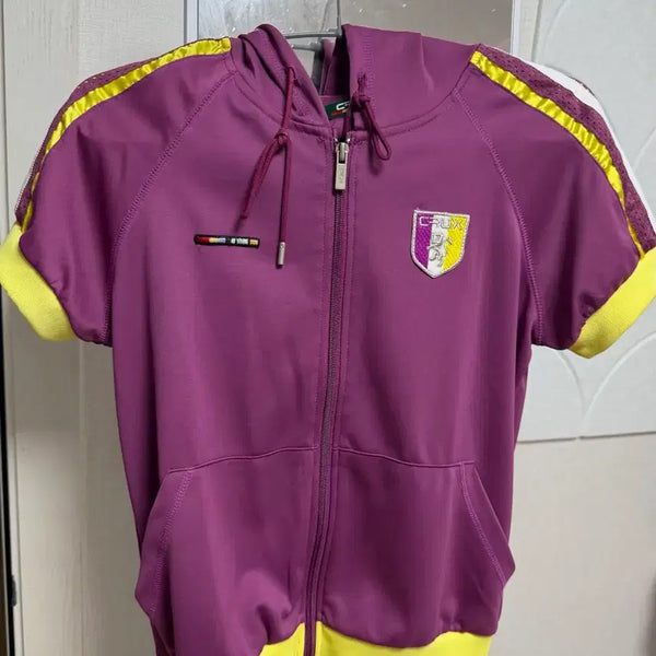 [BUNJANG] Purple Yellow Hood Zip-Up T-Shirt Vintage / purple yellow hood zip-up 반팔 vintage