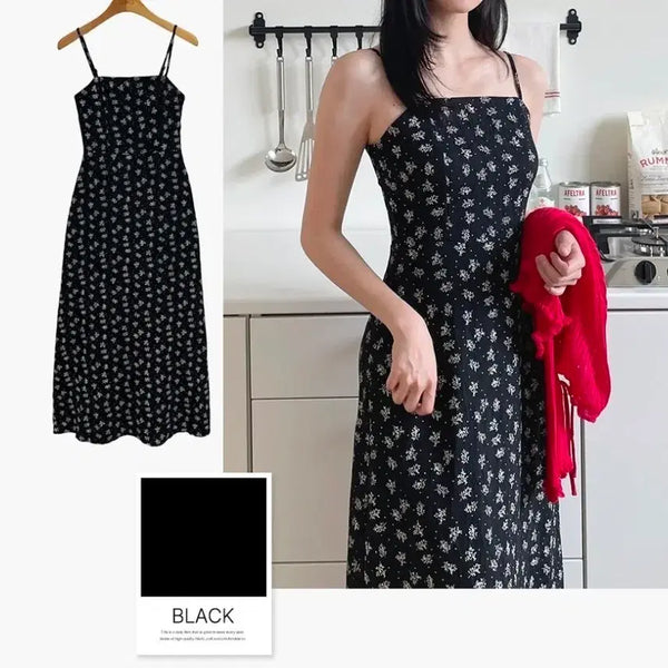 [BUNJANG] Daisy Wrinkle Sleeveless Long Dress Black / 데이지 링클 나시 롱원피스 블랙