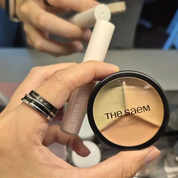 [BUNJANG] The Saem Cover Perfection Triple Pot Concealer (Correct Up Beige + Sealed Brightener) / 더샘 커버 퍼펙션 트리플 팟 컨실러(코렉트업 베이지+미개봉 브라이트너)