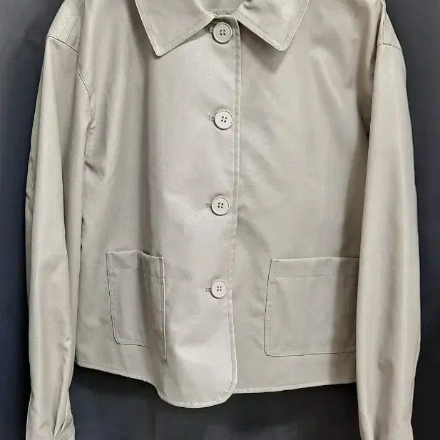 [BUNJANG] ISABEY Beige Faux Leather Jacket / ISABEY 베이지색 인조가죽 자켓(66)