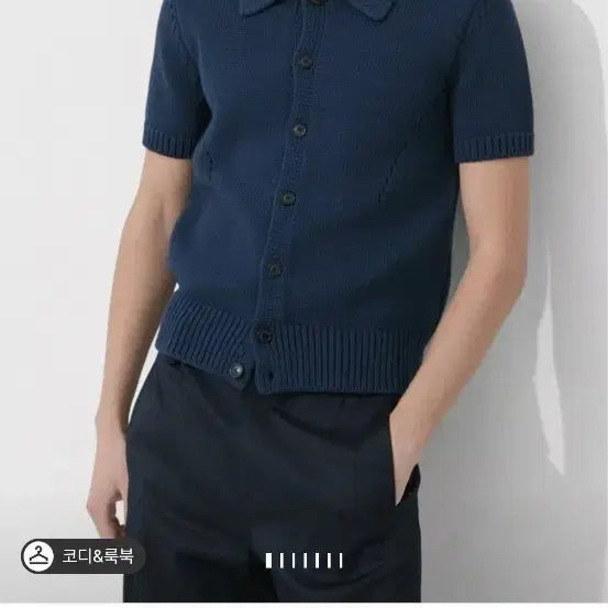 [BUNJANG] System Homme Half Sleeve Knit Cardigan Indigo Navy 105 / 시스템옴므 하프 슬리브 니트 가디건 인디고 네이비105