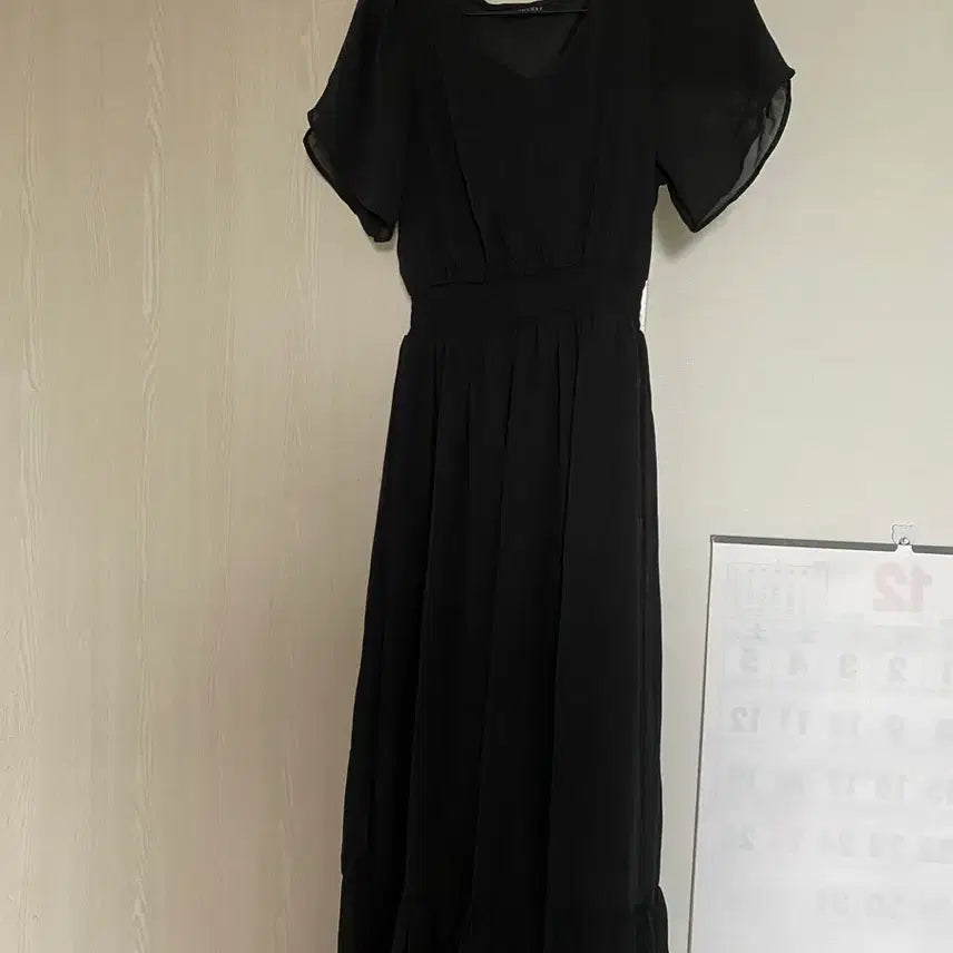 [BUNJANG] Black Chiffon Midi Dress / 블랙 시폰 원피스