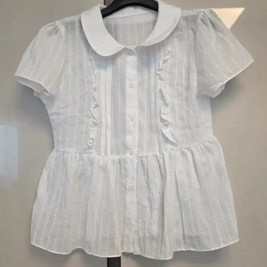 [BUNJANG] White Frill Shirring Blouse / 화이트 프릴 셔링 블라우스