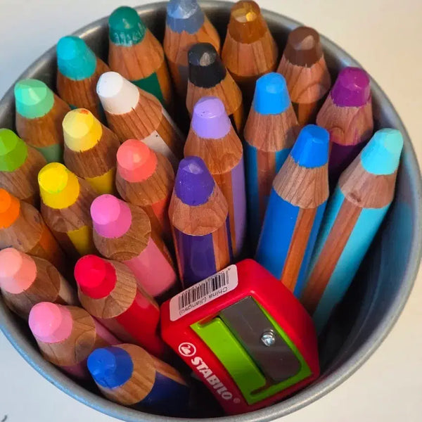 [BUNJANG] Stabilo Woody 3-in-1 Watercolor Pencils Set with Pen Holder and Sharpener / 스타빌로 우디 수성 색연필+펜꽂이+전용 연필깎이 크레용