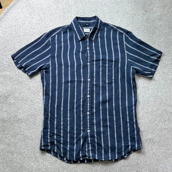 [BUNJANG] Breuer Navy Linen Short Sleeve Shirt L / BREUER 브로이어 네이비 린넨 반팔 셔츠100 L