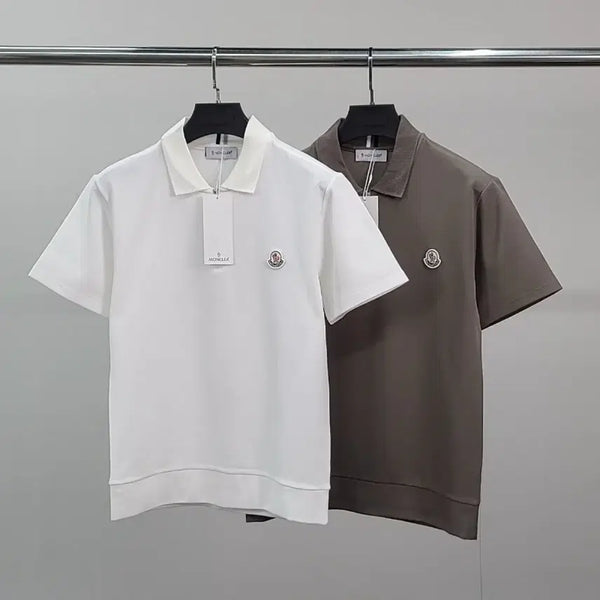 [BUNJANG] Moncler Short Sleeve Polo Shirt White/Brown / 몽클레어 반팔 카라티 화이트/브라운