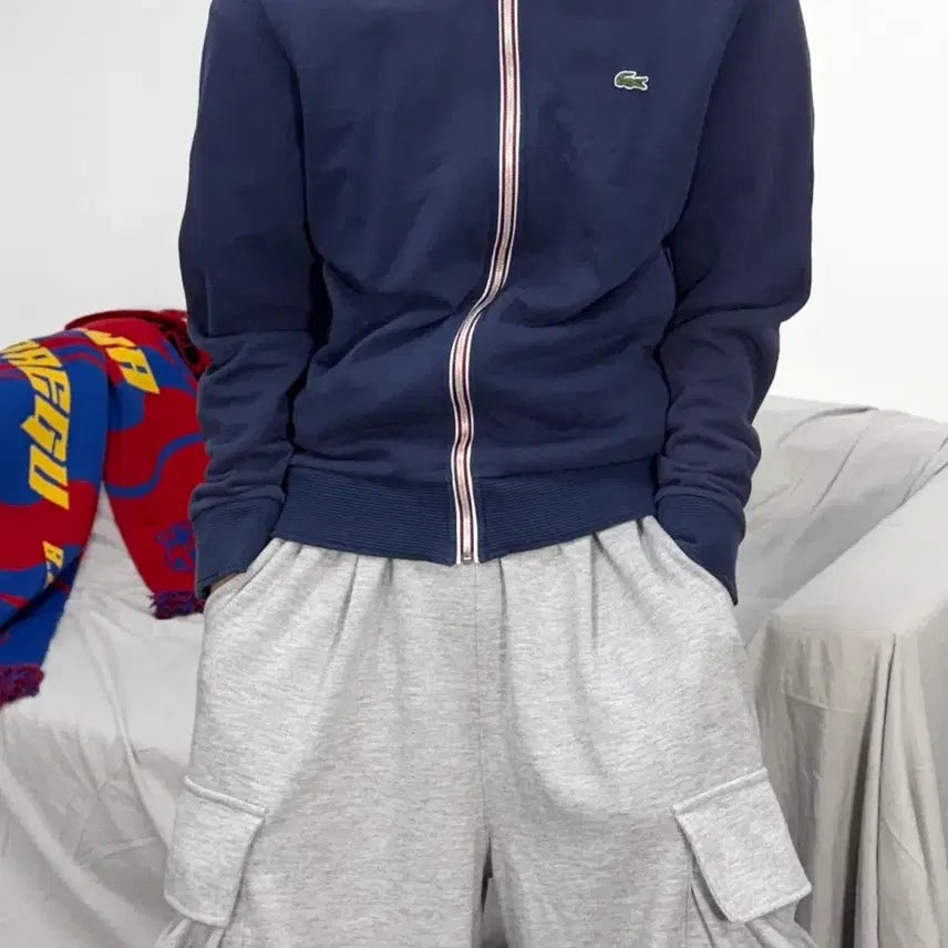 [BUNJANG] Lacoste Navy Knit Zip-Up / 라코스테 네이비 니트 집업