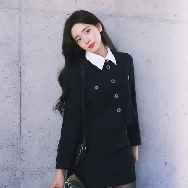 [BUNJANG] Milk Cocoa 1546 Silk Collar Tweed Jacket New / 밀크코코아 1546 실크카라 트위드 자켓 새상품