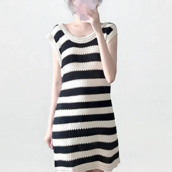 [BUNJANG] Vintage Stripe Knit Dress / 모리걸 코티지 빈티지 스트라이프 니트 원피스