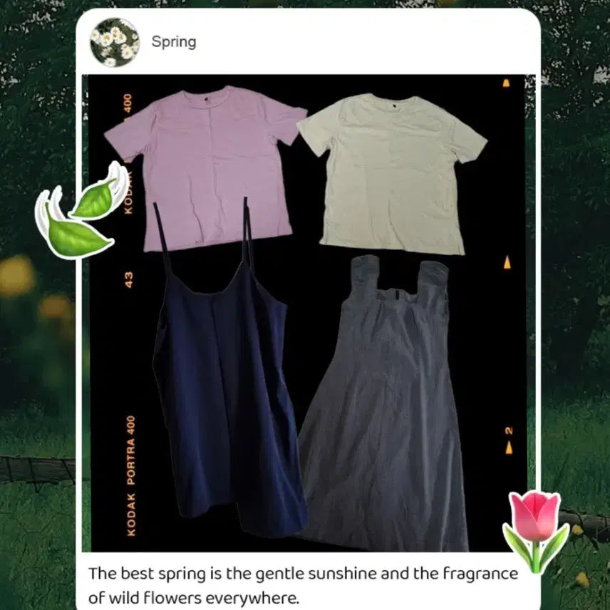 [BUNJANG] Set of 4: Bustier Dress (2) + T-shirts (2) / (4벌 합) 뷔스티에 원피스 2벌 + 티셔츠 2벌 : 합 5천