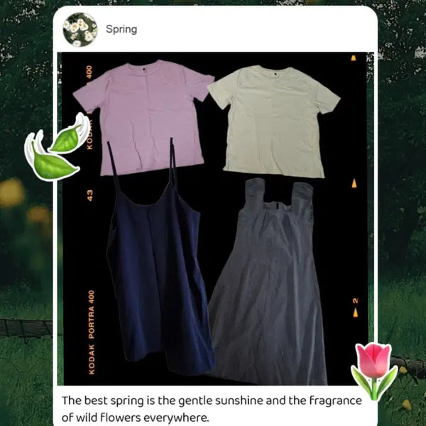 [BUNJANG] Set of 4: Bustier Dress (2) + T-shirts (2) / (4벌 합) 뷔스티에 원피스 2벌 + 티셔츠 2벌 : 합 5천