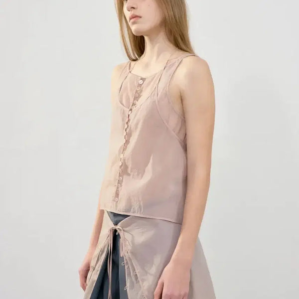 [BUNJANG] Low Classic SEE-THROUGH BUTTON LOOP TOP / 로우클래식 SEE-THROUGH BUTTON LOOP TOP
