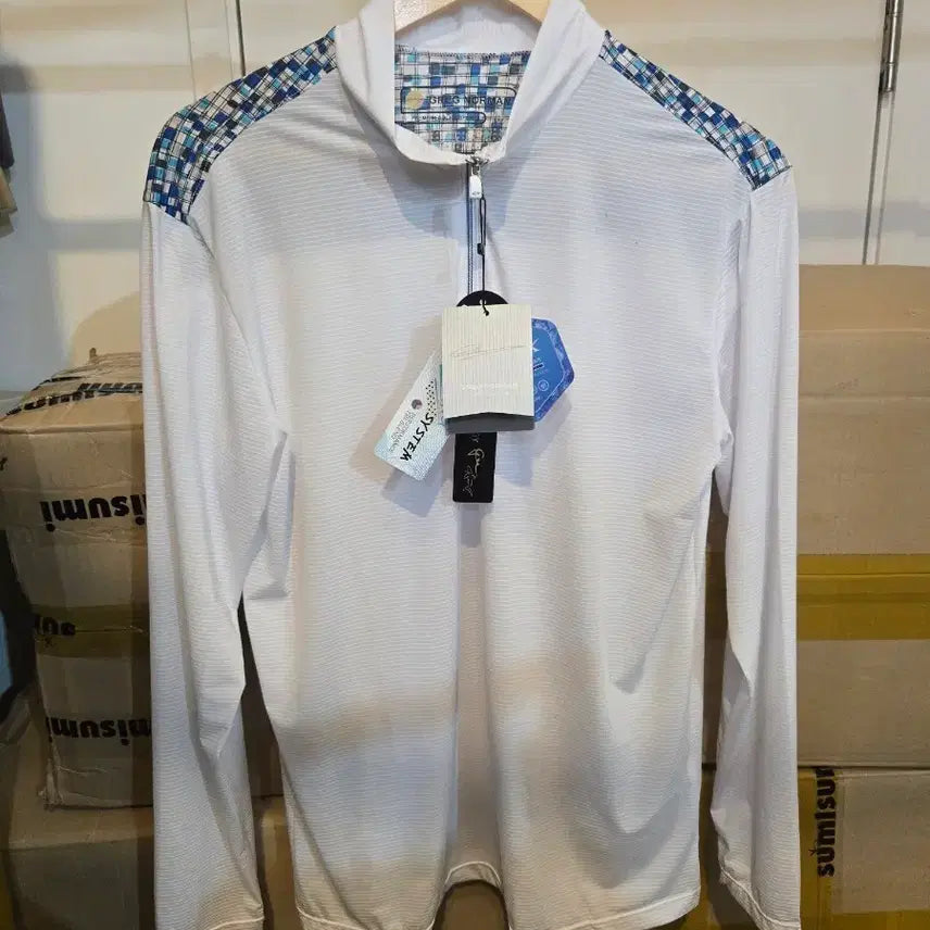 [BUNJANG] Gears Golf Long Sleeve Half Zip-Up T-Shirt White / 기어스 골프 긴팔 하프집업 티셔츠 화이트 105
