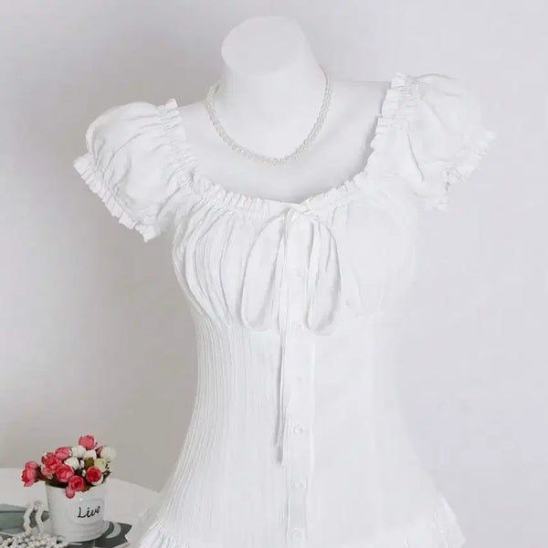 [BUNJANG] White Frill Blouse / 흰색 프릴 블라우스