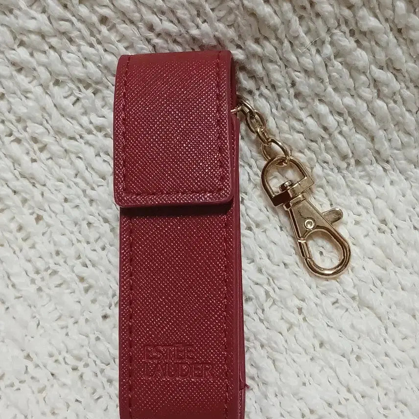 [BUNJANG] Estée Lauder Leather Lipstick Keyring Case Burgundy / 에스티로더 립스틱 키링 케이스