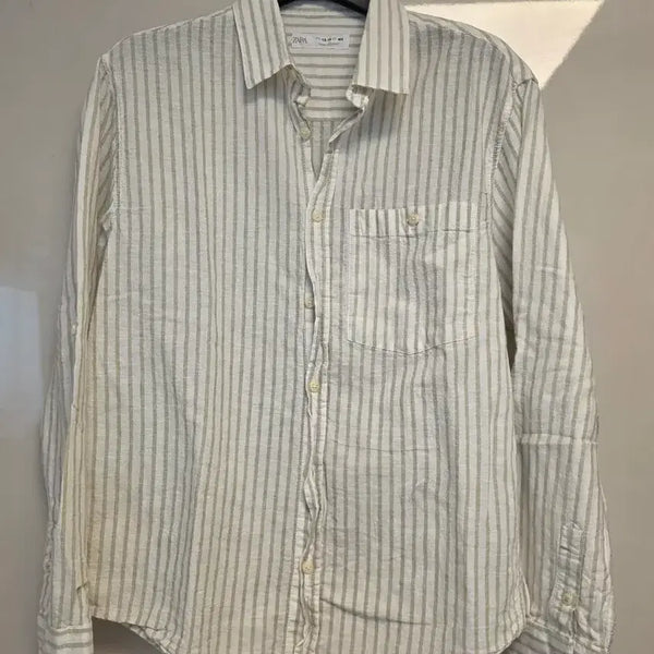 [BUNJANG] Zara Striped Linen Shirt / 자라 스트라이프 셔츠