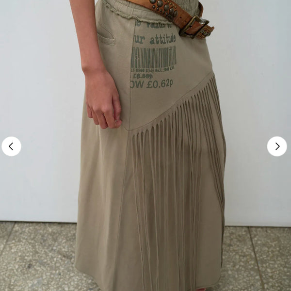 [BUNJANG] The Vinyl House Trimmed Jersey Skirt Olive / 더바이닐하우스 트림 저지 스커트 올리브