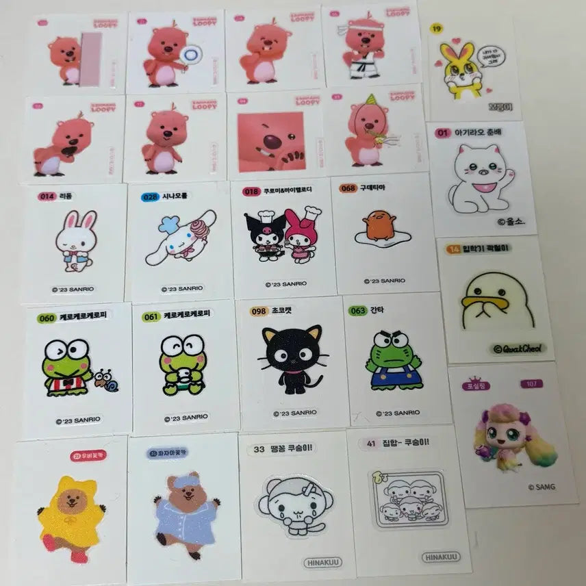 [BUNJANG] Sanrio Characters PPOSONGISSEAL Stickers Bundle Set / 산리오쿠숭이하츄핑곽철이춘배잔망루피 띠부씰 스티커 일괄