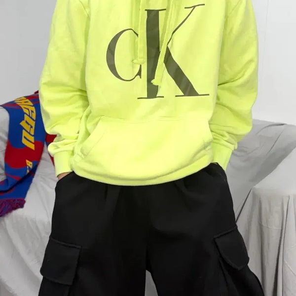 [BUNJANG] Calvin Klein Monogram Logo Hoodie L / 캘빈클라인 모노그램 로고 후드티 L
