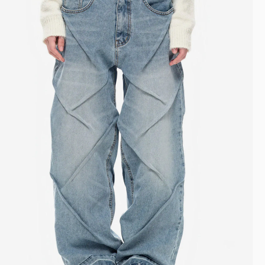 [BUNJANG] Ego Freedom Lab Nip Ripple Denim Pants (Medium Blue, M) / 이고프리덤랩 닙 리플 데님 팬츠 중청 m