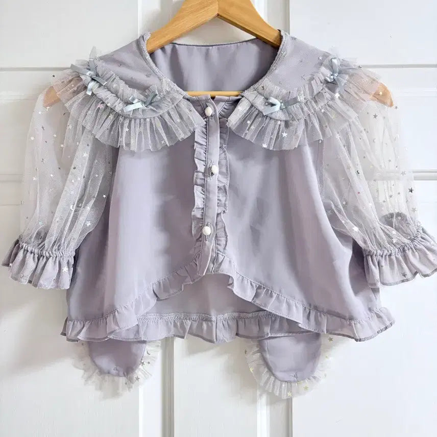 [BUNJANG] Lolita Rabbit Ear Lace Blouse Grey / 로리타 토끼귀 레이스 블라우스 회색
