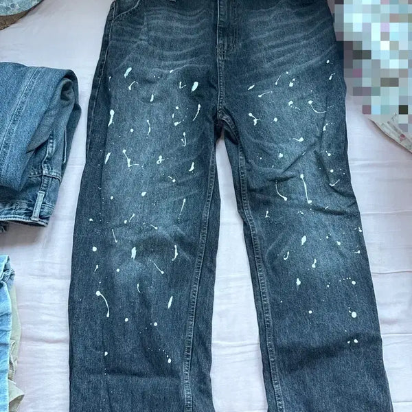 [BUNJANG] Romantic Crown Denim Paint Jeans / 로맨틱크라운 데님 페인트 청바지