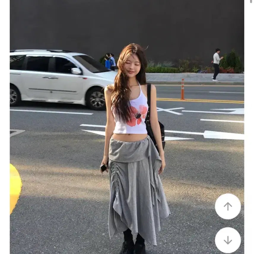 [BUNJANG] Soand Grey Shirring Midi Long Skirt / soand 미디스커트 그레이 셔링 롱 스커트 에스윤샵 시크윈 더에펠 모디무드