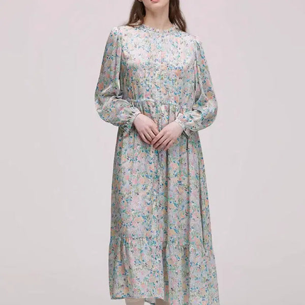 [BUNJANG] Thursday Island Cleos Satin Floral Maxi Dress / 써스데이아일랜드 롱 맥시 클레오스 새틴소재 풀오픈 원피스