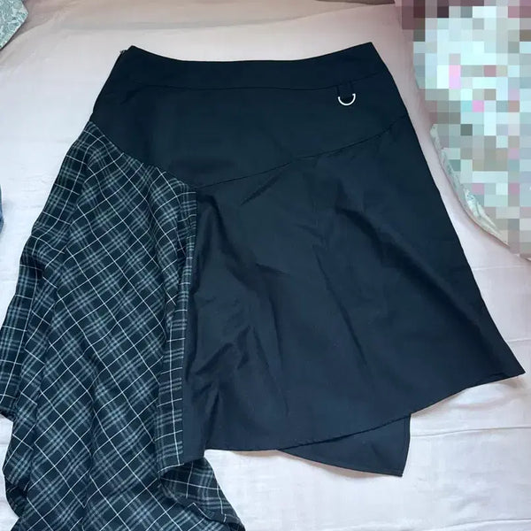 [BUNJANG] Tuomio Black Check Pattern Midi Skirt / Tuomio 뚜오미오 검정색 체크 패턴 스커트