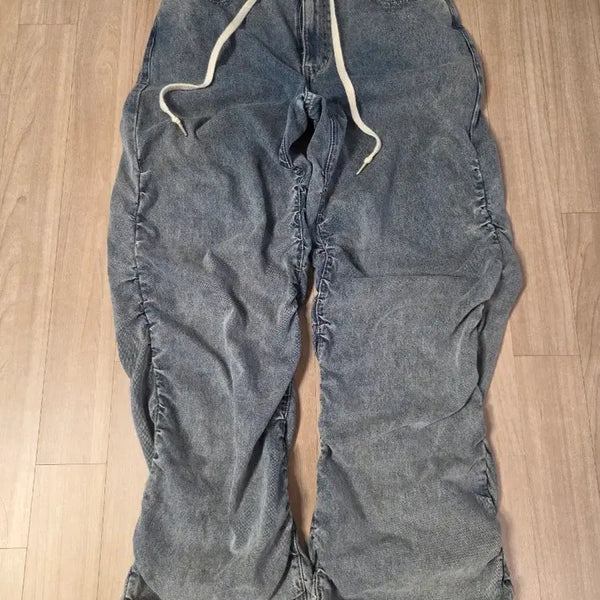 [BUNJANG] WooYoungmi Shirring Wide Denim Pants / [마지막가격] 우영미 셔링 와이드 데님 팬츠