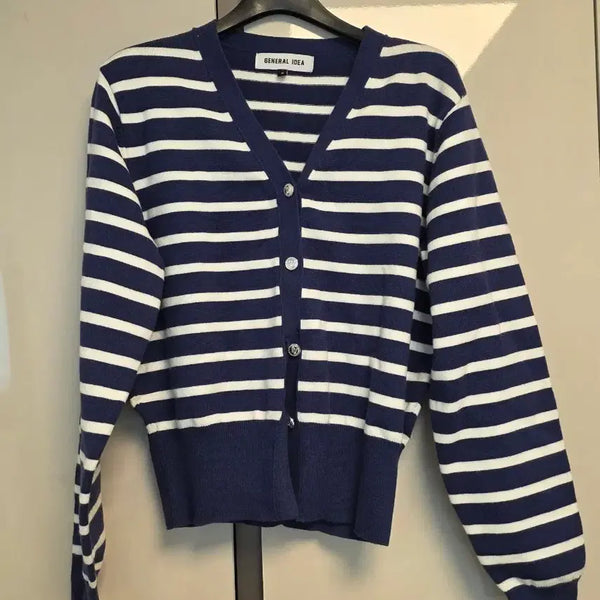 [BUNJANG] GENERAL IDEA Navy Stripe Cardigan / GENERAL IDEA 스트라이프 가디건 네이비