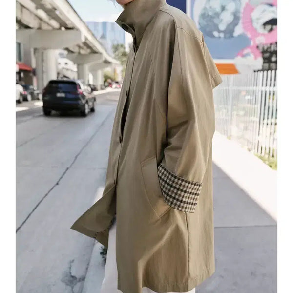 [BUNJANG] Zara Check Cuffs Oversized Trench Coat / Zara 체크 커프스 오버사이즈 트렌치 코트
