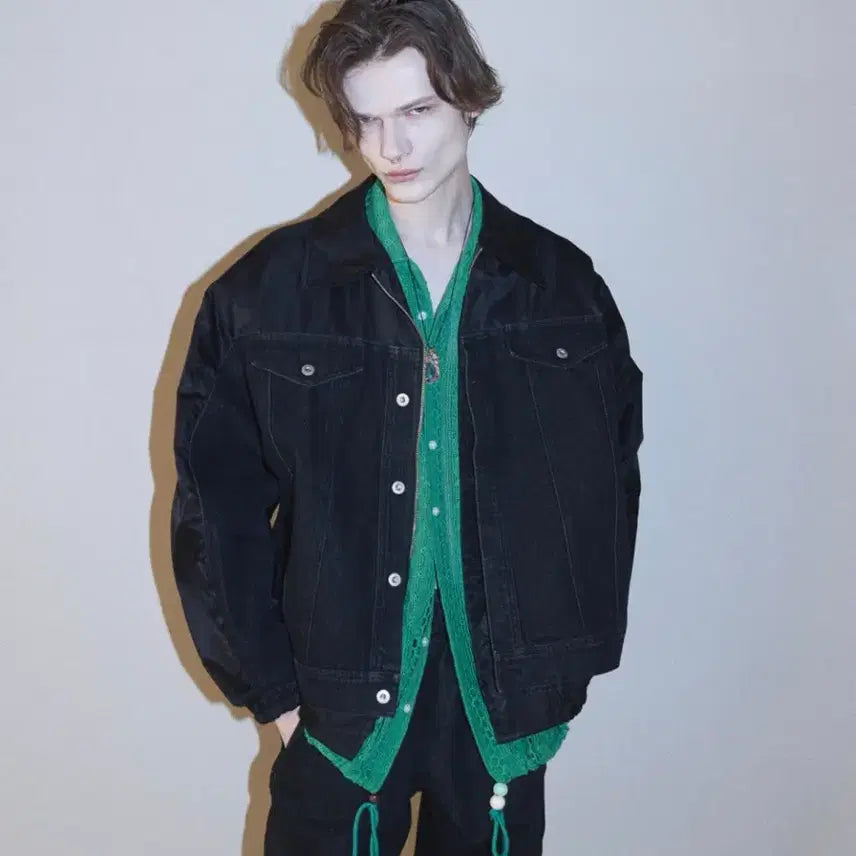 [BUNJANG] RSSC Denim Mixed MA-1 Jacket - Black / RSSC DENIM MIXED MA-1 JACKET - BK