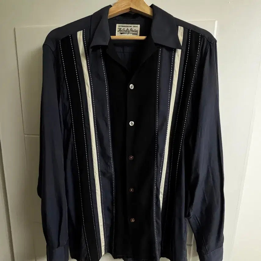 [BUNJANG] Wackomaria Two-Tone Shirt Navy / 와코마리아 투톤 셔츠 네이비