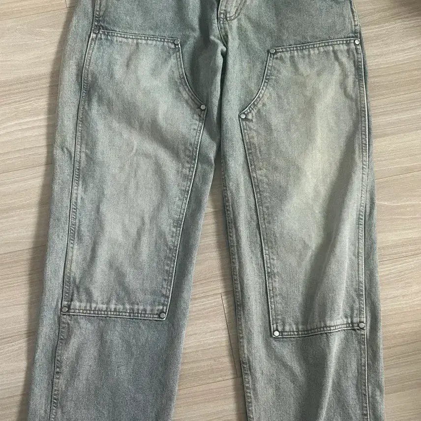 [BUNJANG] Ument Double Knee Denim Pants Light Blue S / 유먼트 더블니 데님 팬츠 연청 S