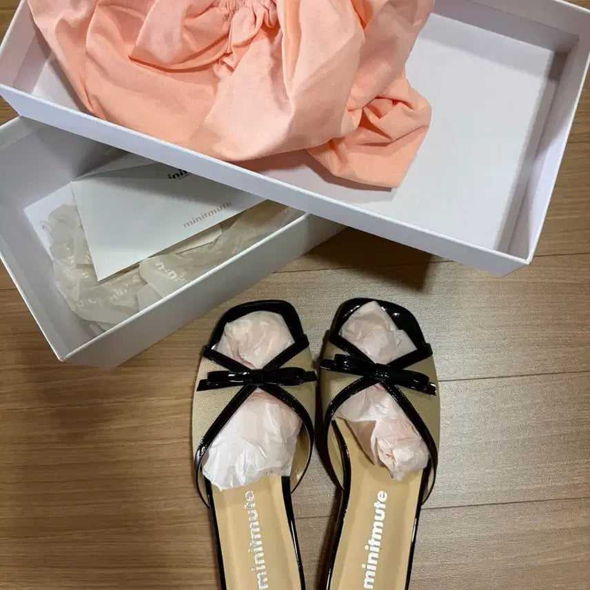 [BUNJANG] MinuteMute Bell Canvas Ribbon Slippers (225) / 미닛뮤트 벨 캔버스 리본 슬리퍼 225