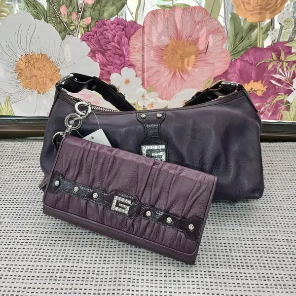 [BUNJANG] Guess Women's Purple Leather Shoulder Bag / 게스 여성 가방 퍼플