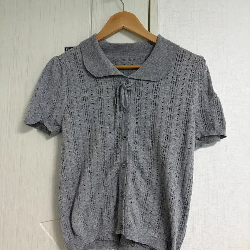 [BUNJANG] Mori Girl Button Short Sleeve Blouse Cardigan / 모리걸 단추 블라우스 가디건 반팔