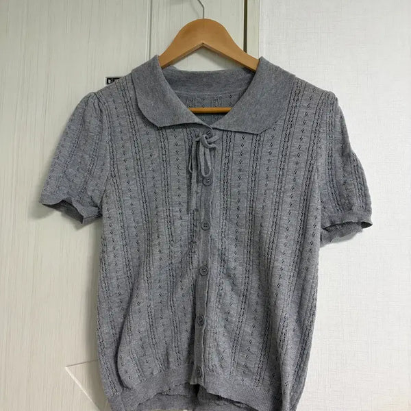 [BUNJANG] Mori Girl Button Short Sleeve Blouse Cardigan / 모리걸 단추 블라우스 가디건 반팔